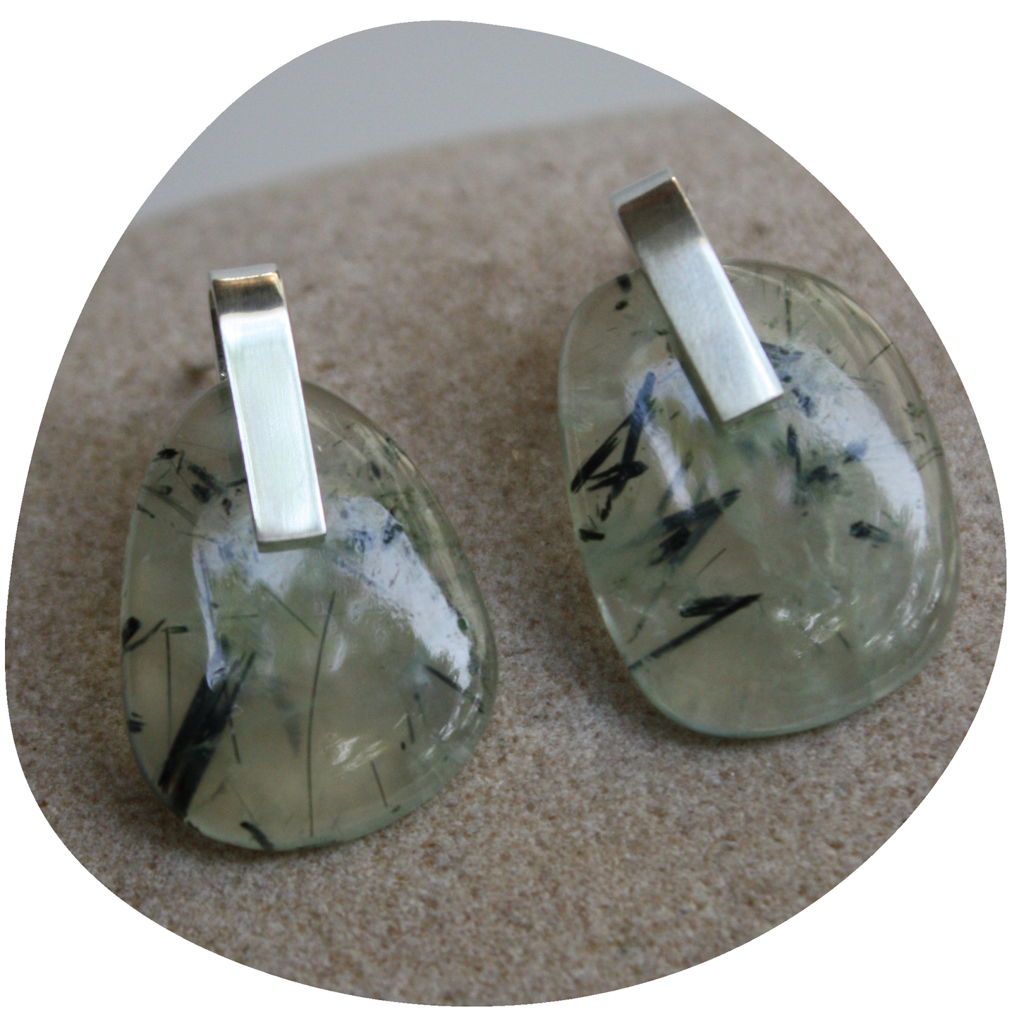 Prehnite Pebble Stud Earring