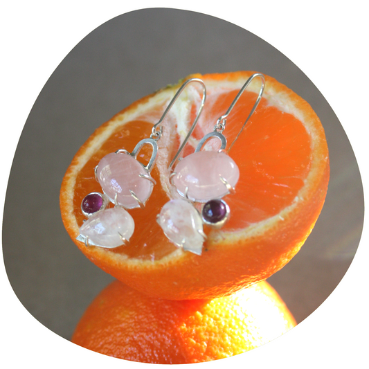 Totem Array Earrings Rose Quartz