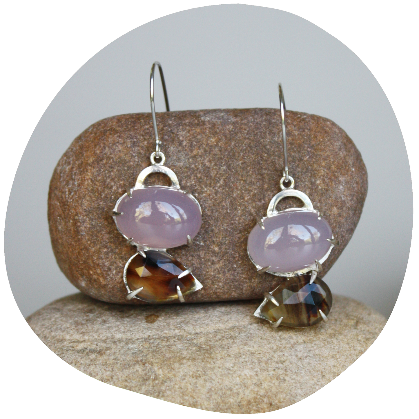 Totem Array Earrings Chalcedony