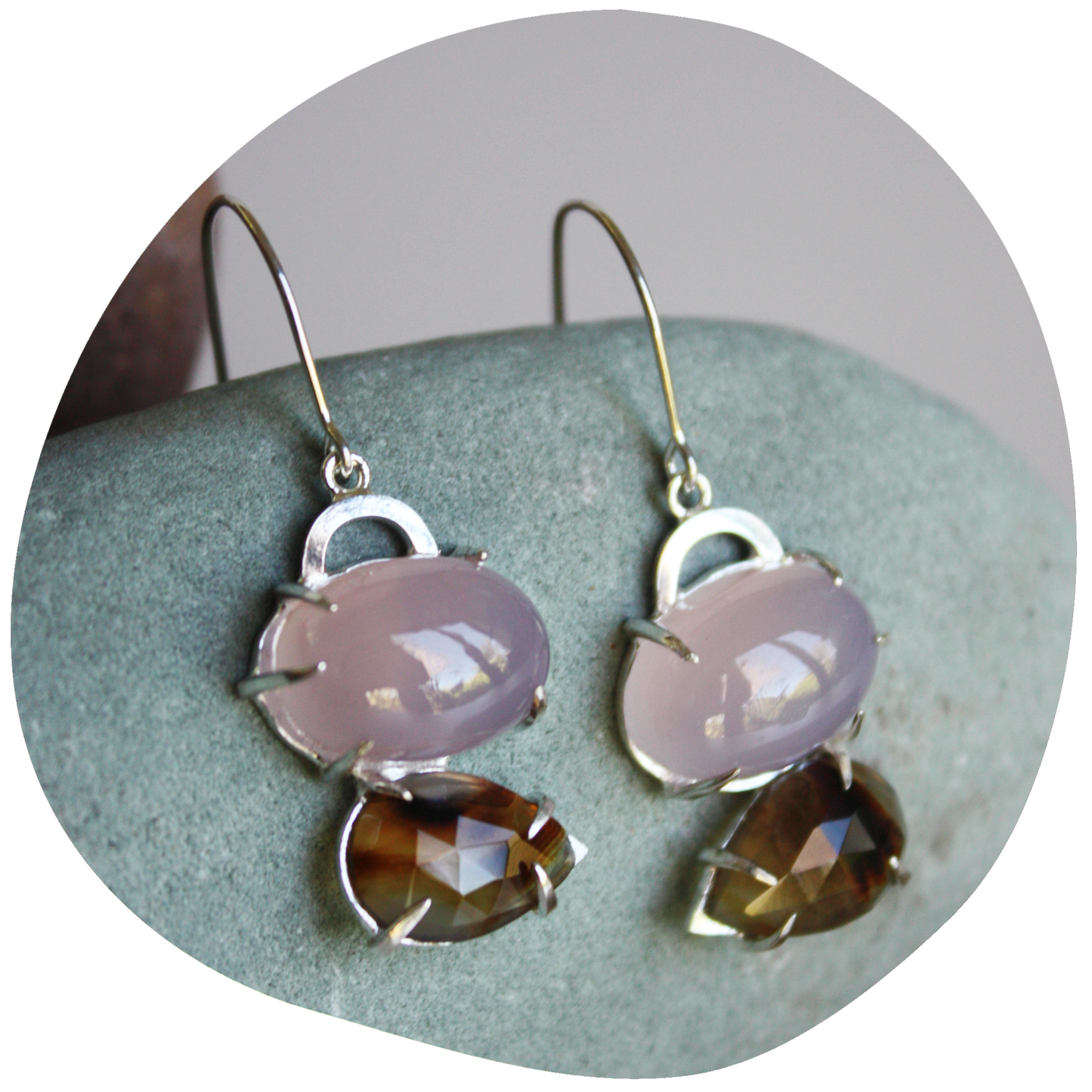 Totem Array Earrings Chalcedony