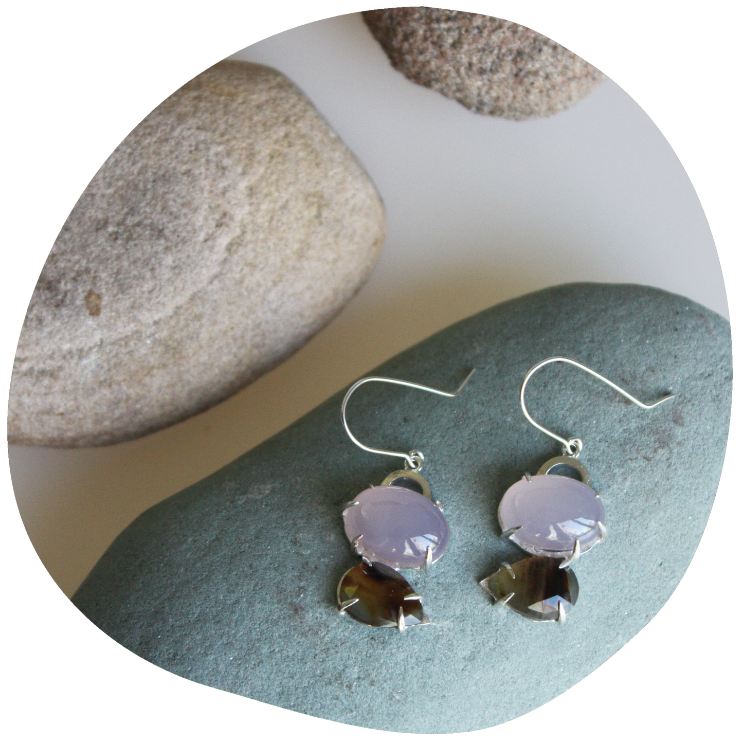 Totem Array Earrings Chalcedony