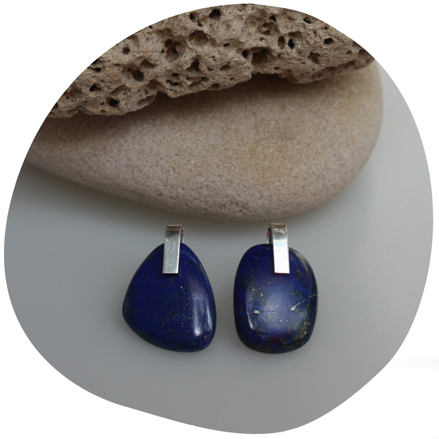 Lapis Lazuli Pebble Stud Earrings