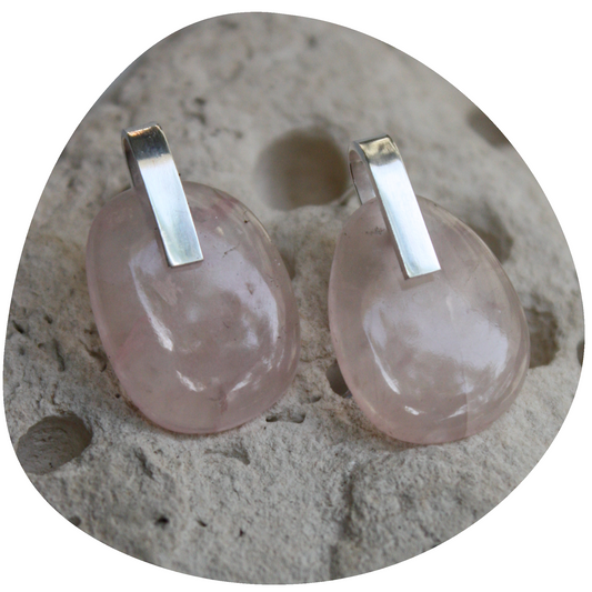 Rose Quartz Pebble Stud Earrings